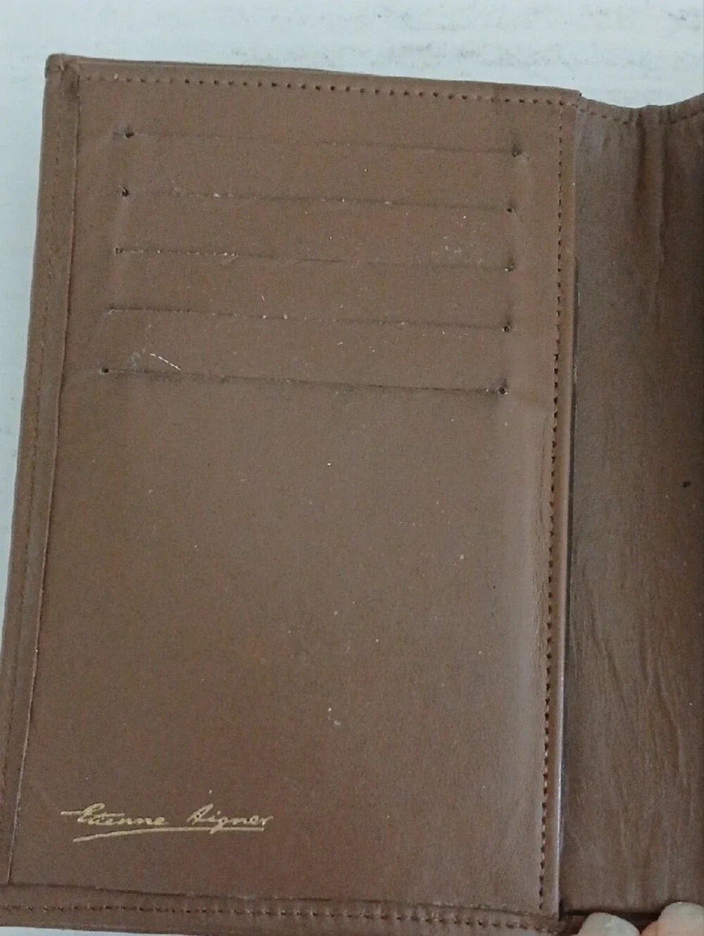 Etienne Aigner Vintage Monogram Canvas Bifold Wallet in Brown and Tan